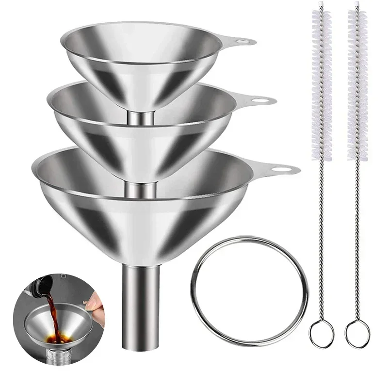 Kitchen Gadgets Small - 3/5 Pcs Stainless Steel Kitchen Funnels