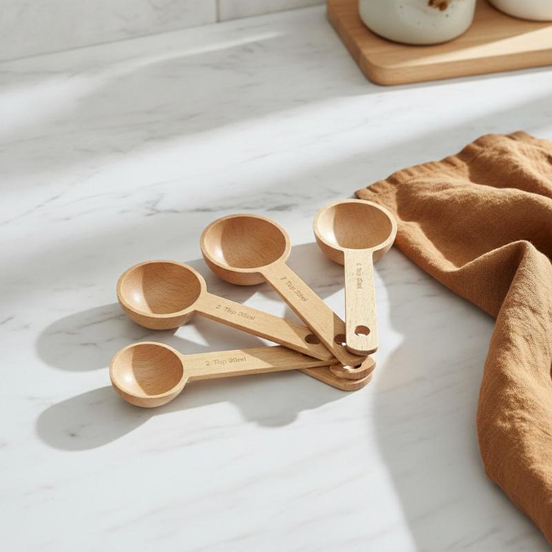 Kitchen Gadgets To Gift - Wooden Measuring Spoon 7.5-45ML Portable Beech