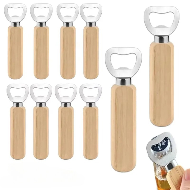 Kitchen Gadgets To Gift - Stainless Steel Wooden Bottle Opener for